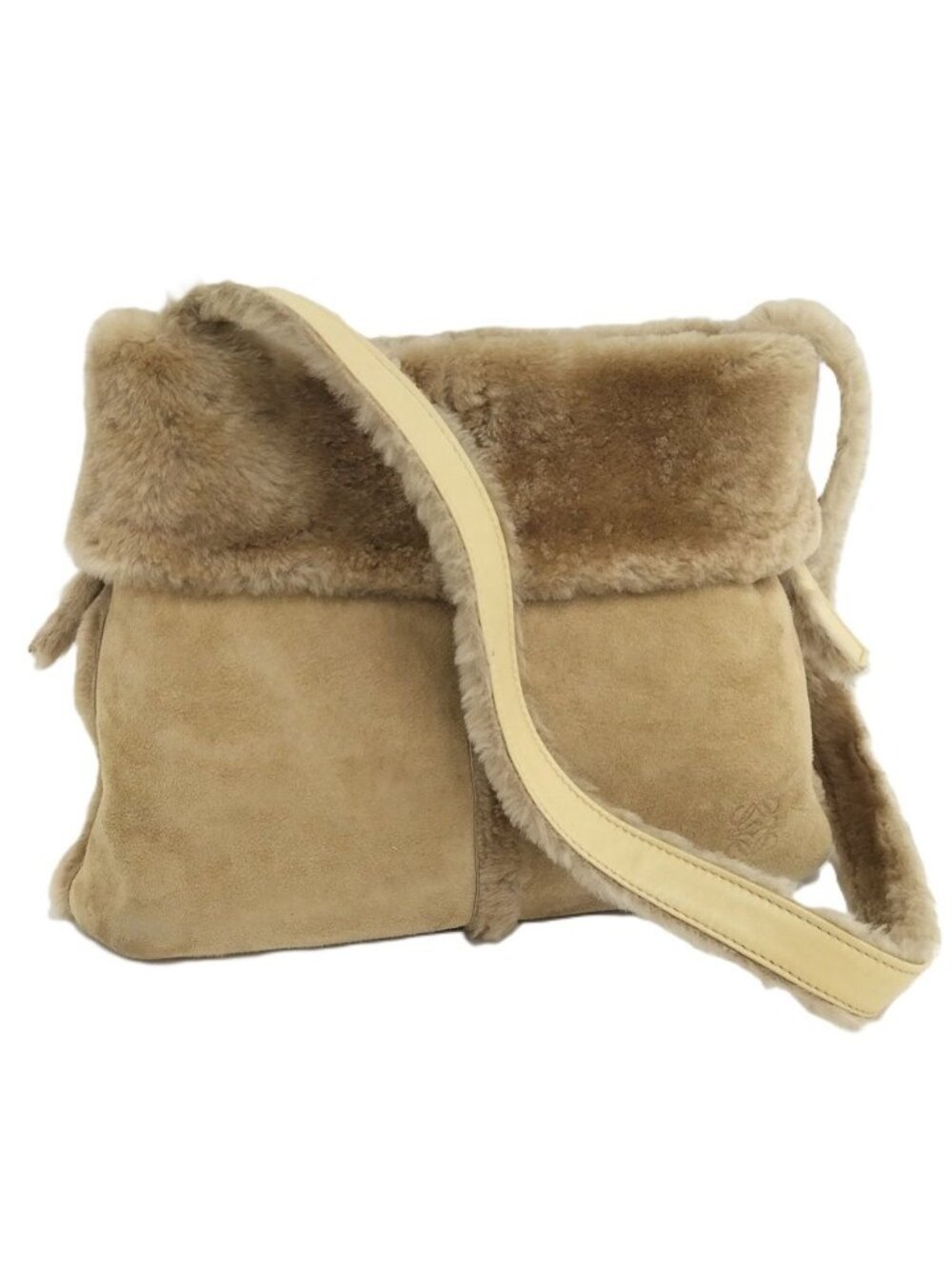 Loewe Shearling Fur Handbag Beige